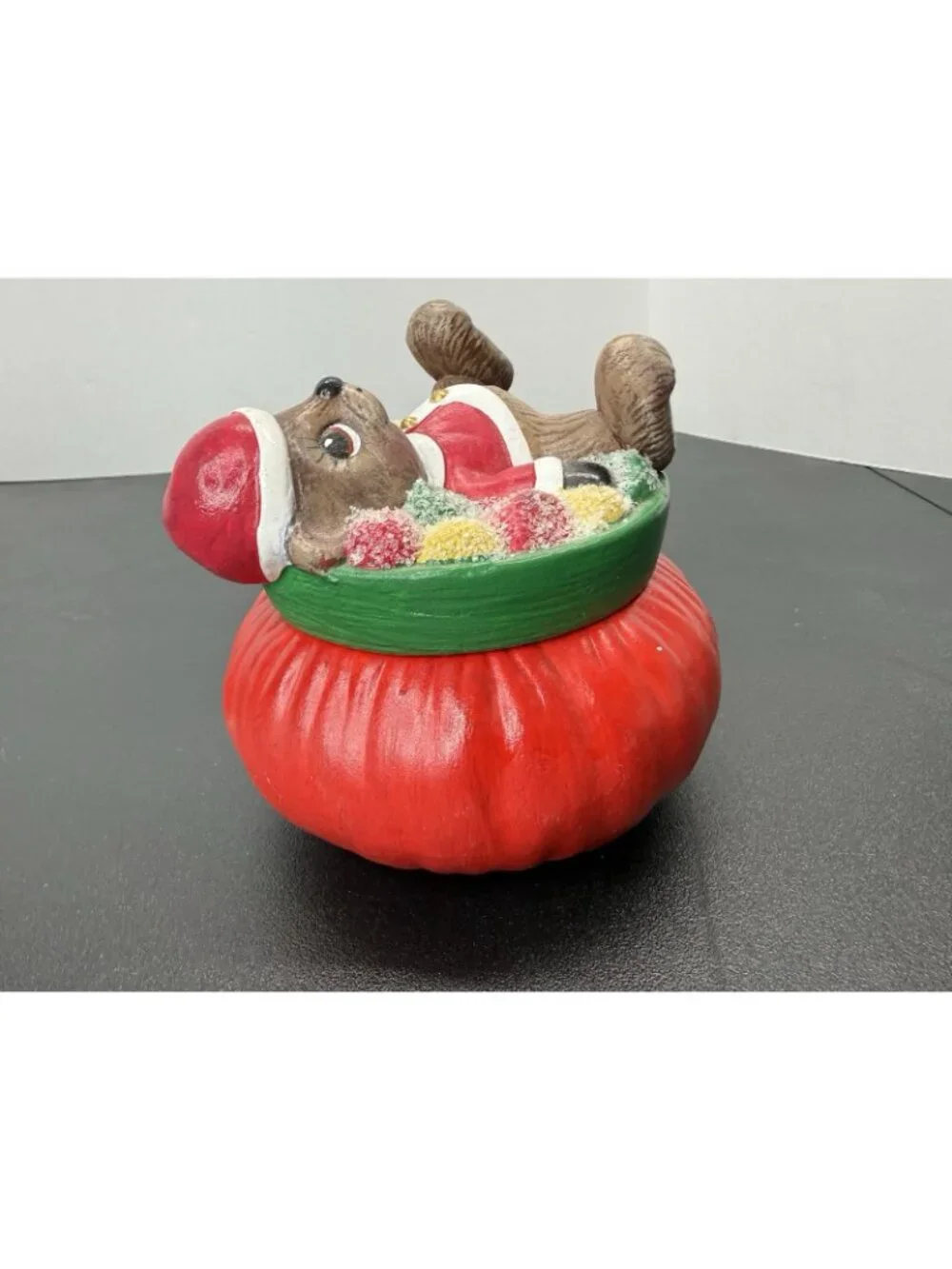 Vintage Dona's Mold Bear Sugar Gum Drops Trinket Box Candy Dish Christmas Decor
